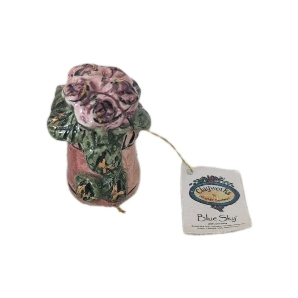 Blue Sky Clayworks Rose Flower Pot Bouquet Candle‎ Snuffer - New